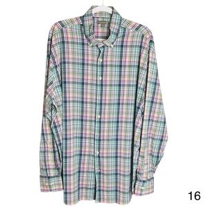 peter millar xxl mens plaid summer comfort collar button front long sleeve shirt